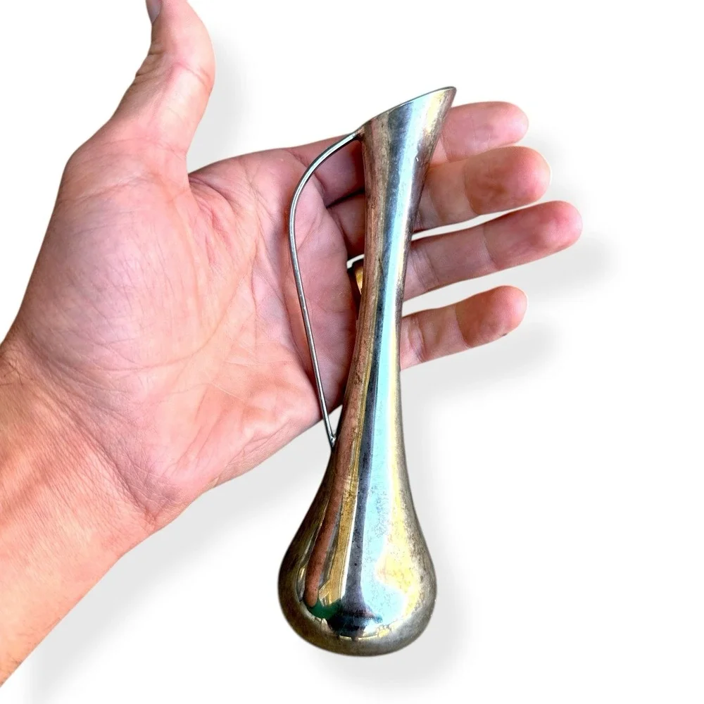 Vintage French Silver Plated Brass‎ Metal Single Bud Vase 7